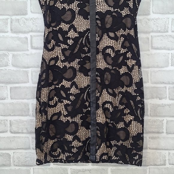 Tart Black Lace Overlay Floral Crew Neck Above Knee Sz Small Dress - Picture 3 of 7